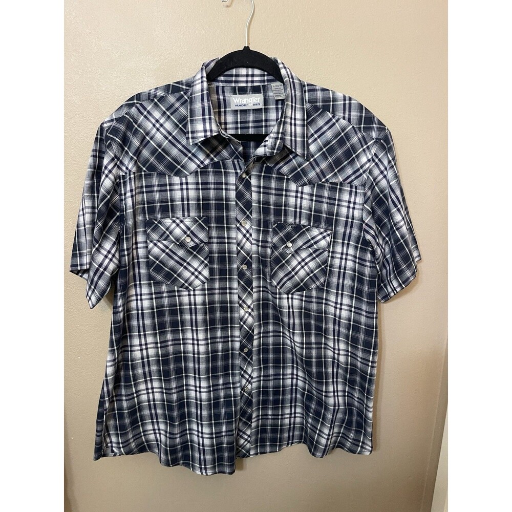 Wrangler Men's Wrancher Short Sleeve Western Shirt Pearl Snap Size XL